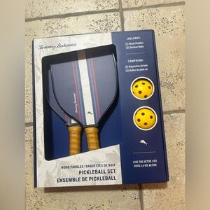 Pickleball Tommy Bahama Set Wood Paddles Balls Wooden paddles outdoors NWT game